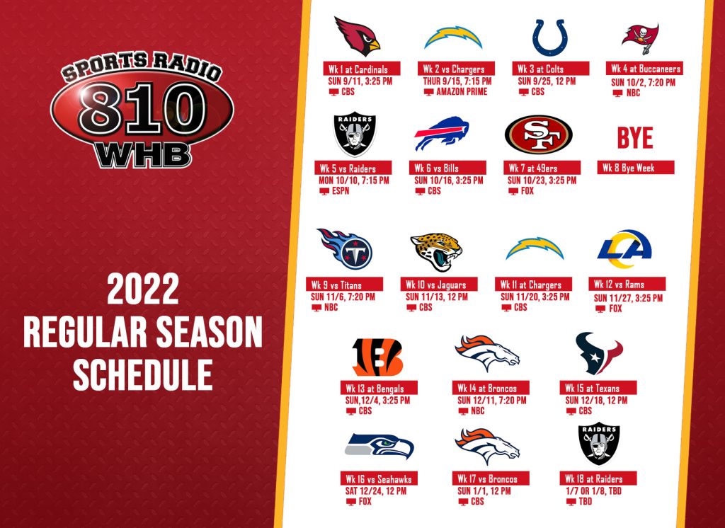 Chiefs 2022 Regular Season Schedule WHBAM